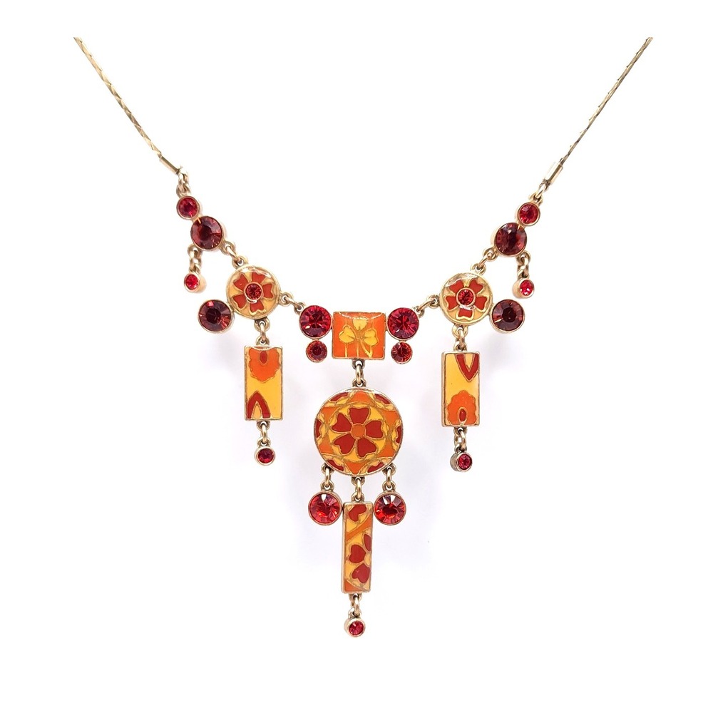Pilgrim Swarovski Crystal Statement Necklace Gold Enamel NWT Denmark